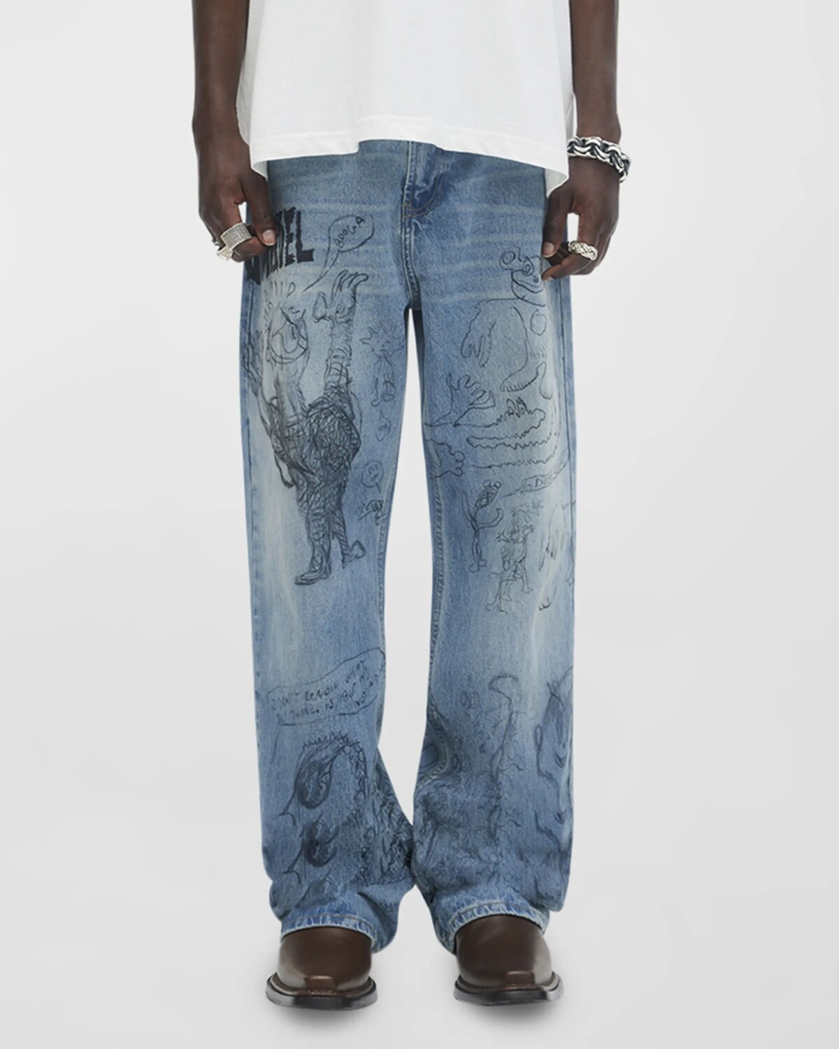 

Мужские джинсы Bootcut для домашней работы Domrebel, цвет Mid Blue