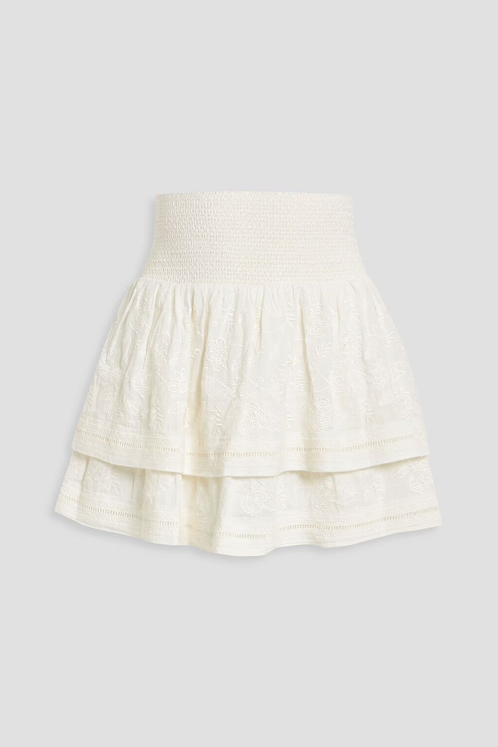 

Многоярусная мини-юбка Bethie из хлопкового газа Alice + Olivia, слоновая кость