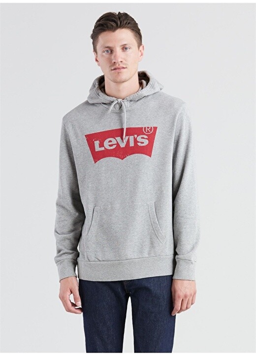 

Серая мужская толстовка с воротником с капюшоном Levis, Серый