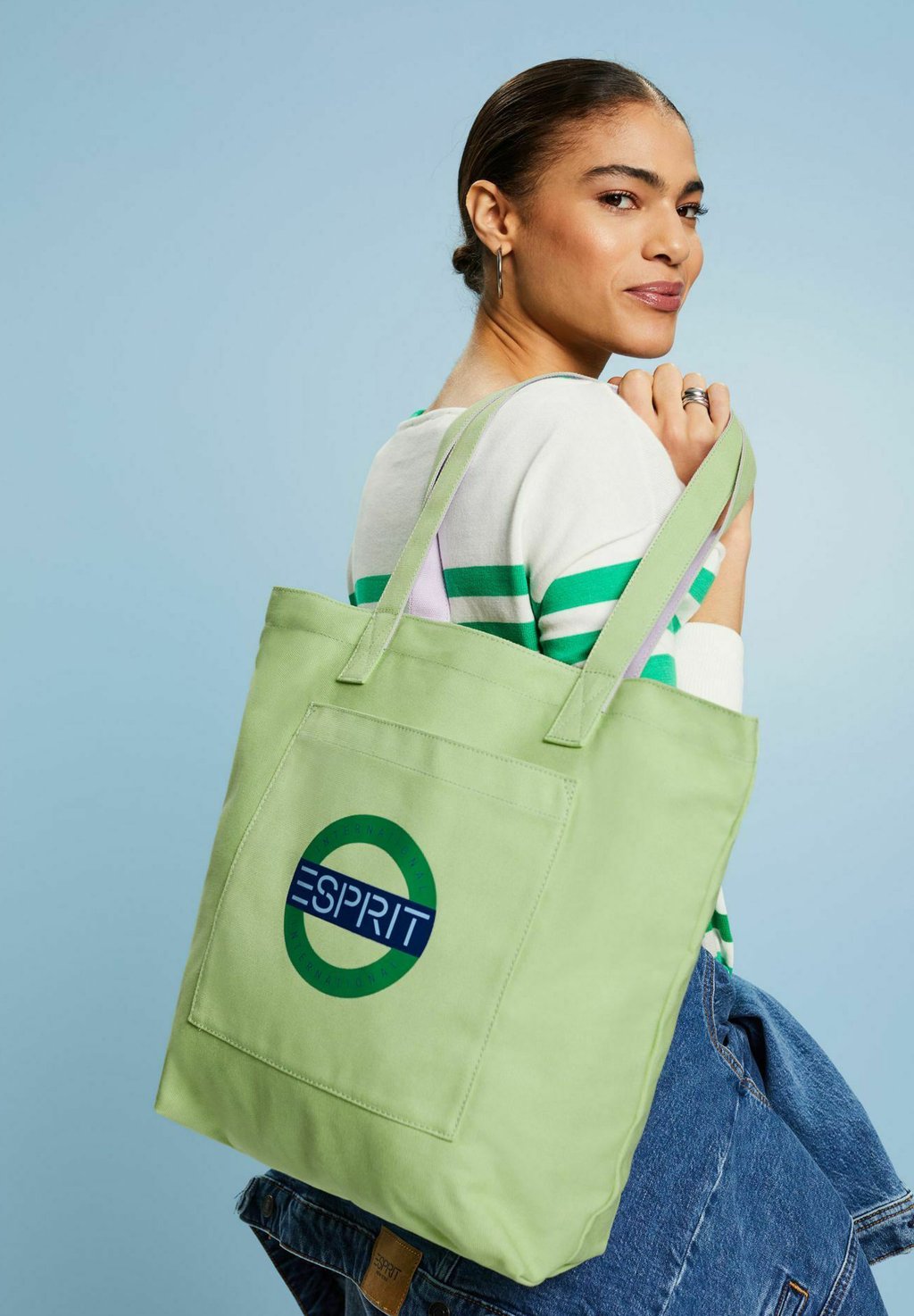Сумка для покупок AUS MIT LOGODESIGN Esprit, светло-зеленый сумка для покупок aus mit logo esprit оранжевый