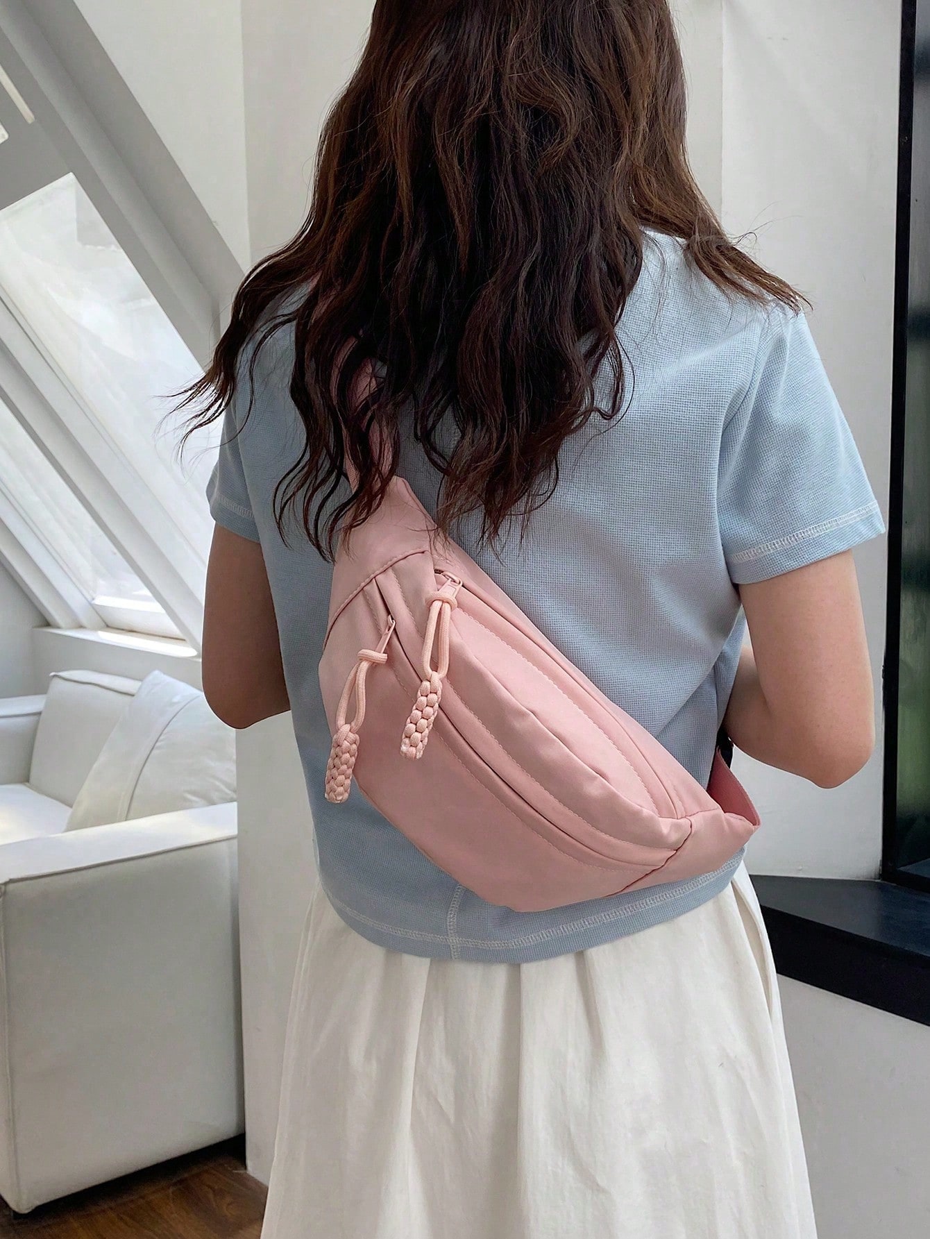 Модная нейлоновая сумка через плечо, детский розовый