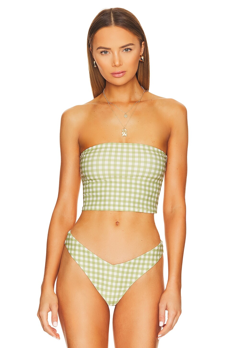 

Топ бикини WeWoreWhat Tube, цвет Gingham Fern