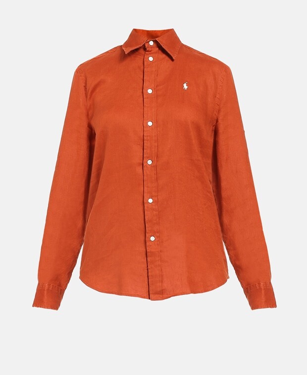 

Льняная блузка Polo Ralph Lauren, терракота