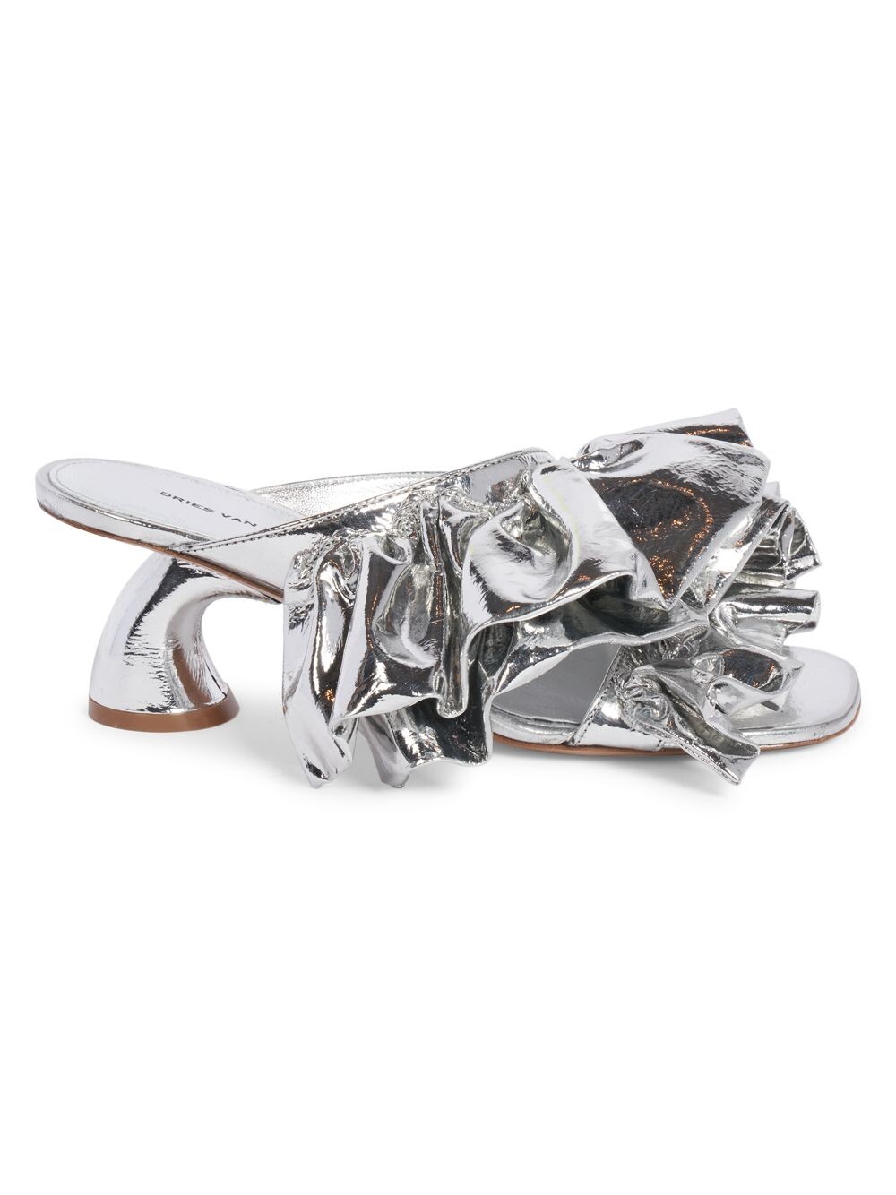 

Металлизированные кожаные сандалии 60MM Dries Van Noten, серебряный