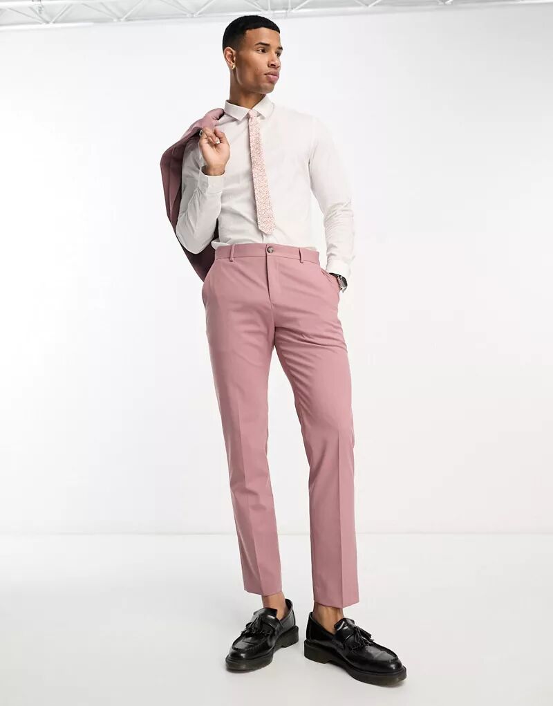 Костюмные брюки свободного кроя пыльно-розового цвета Selected Homme