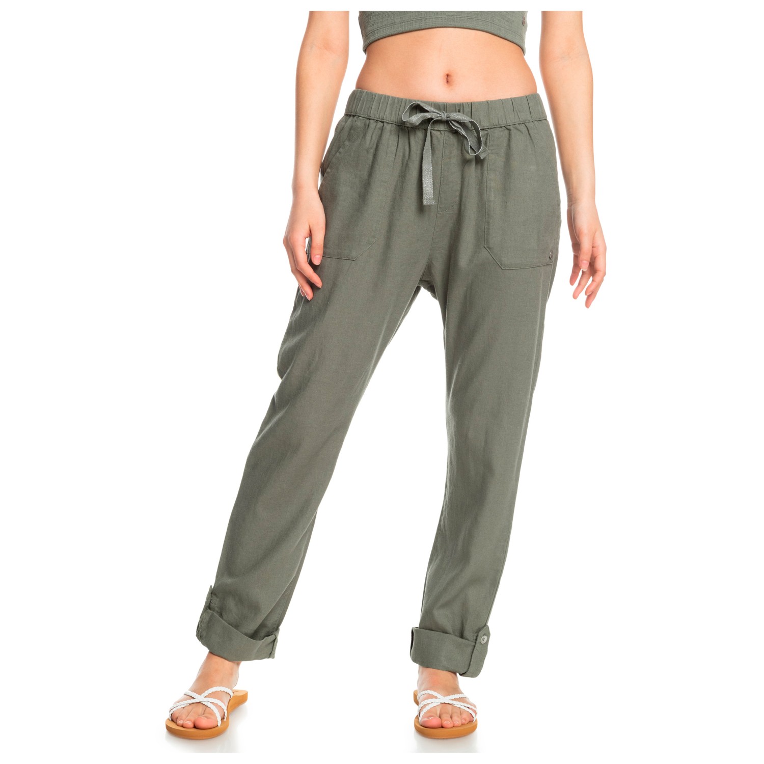 Повседневные брюки Roxy Women's On The Seashore Linen Cargo Trousers, цвет Agave Green