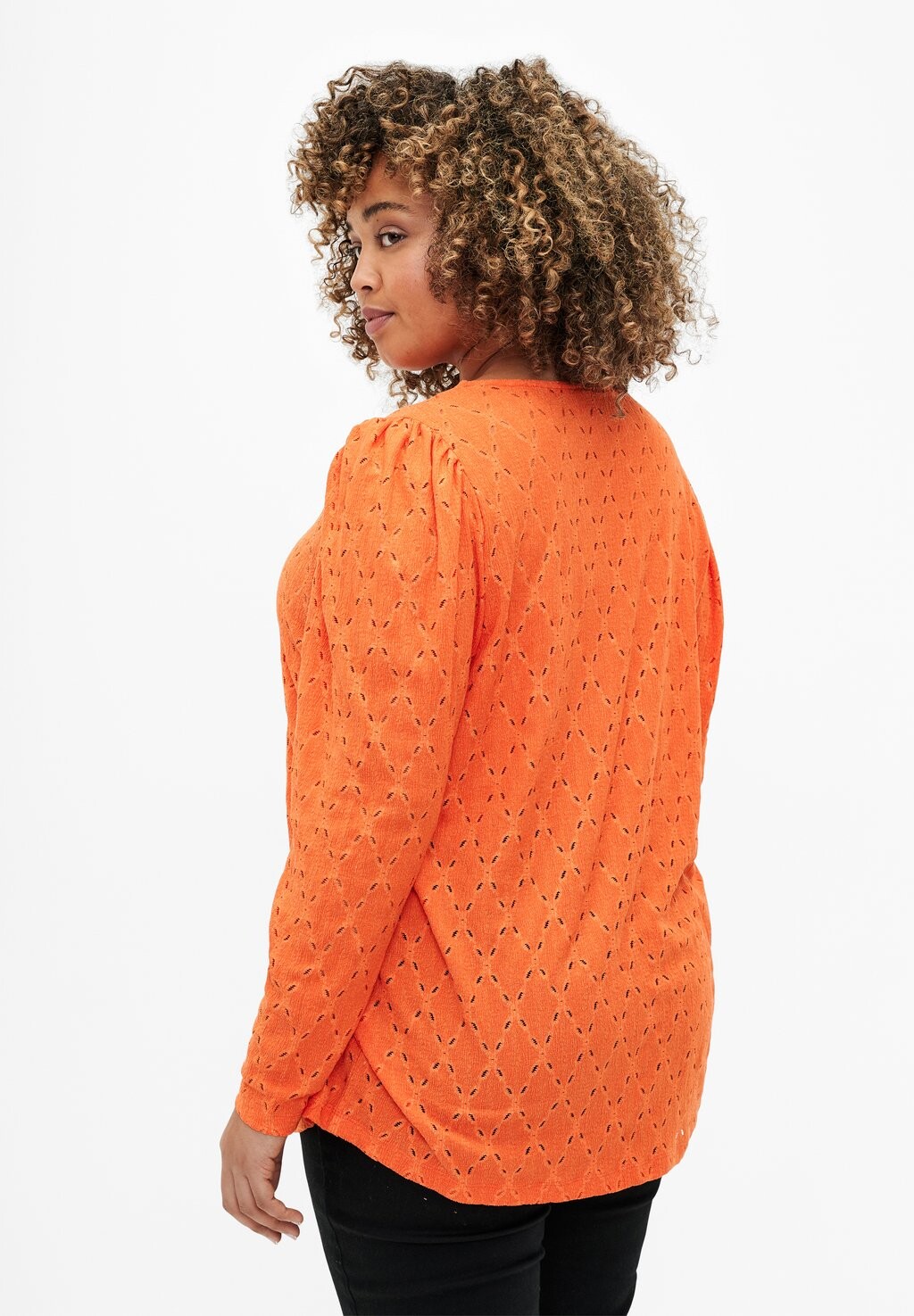 

Блуза V-NECK WITH HOLE PATTERN Zizzi, оранжевый