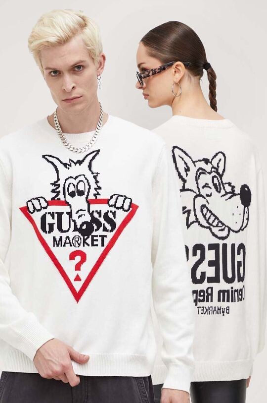 

Хлопковый свитер Guess Originals, бежевый