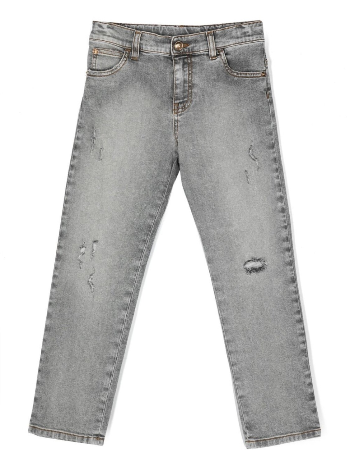 

Versace Kids прямые джинсы с нашивкой-логотипом, серый