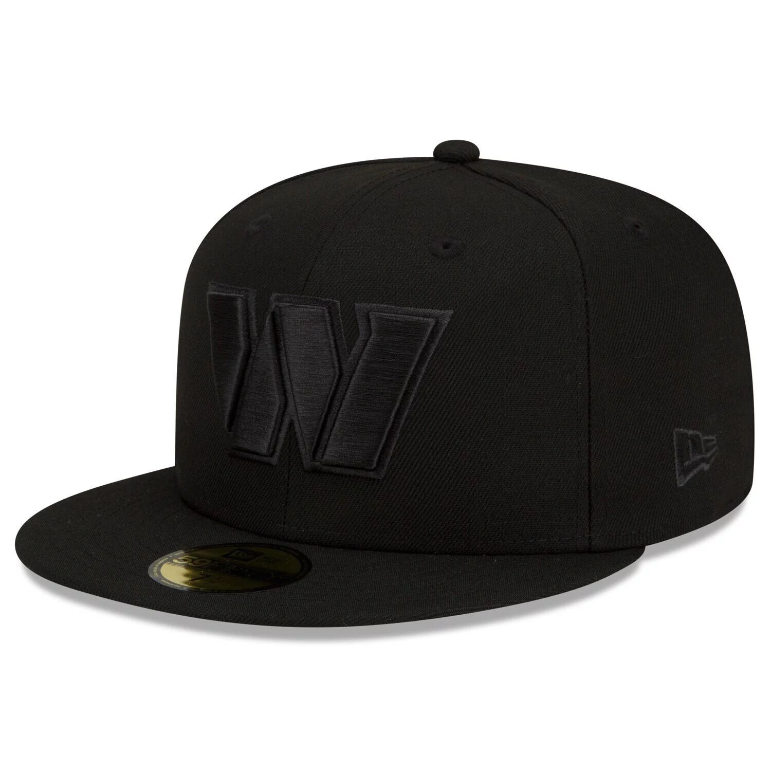 

Мужская приталенная кепка New Era Washington Commanders Black on Black 59FIFTY