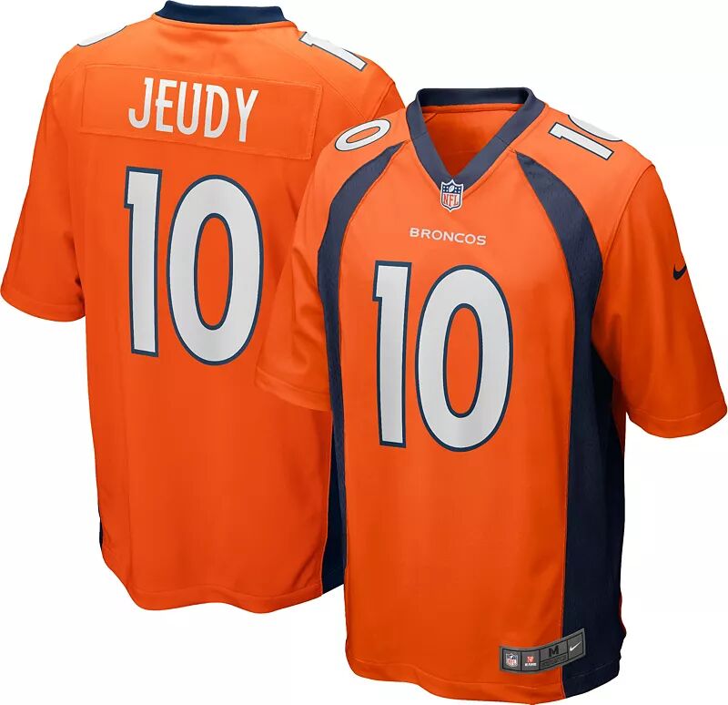 

Мужское джерси Nike Denver Broncos Jerry Jeudy #10 оранжевого цвета для игры