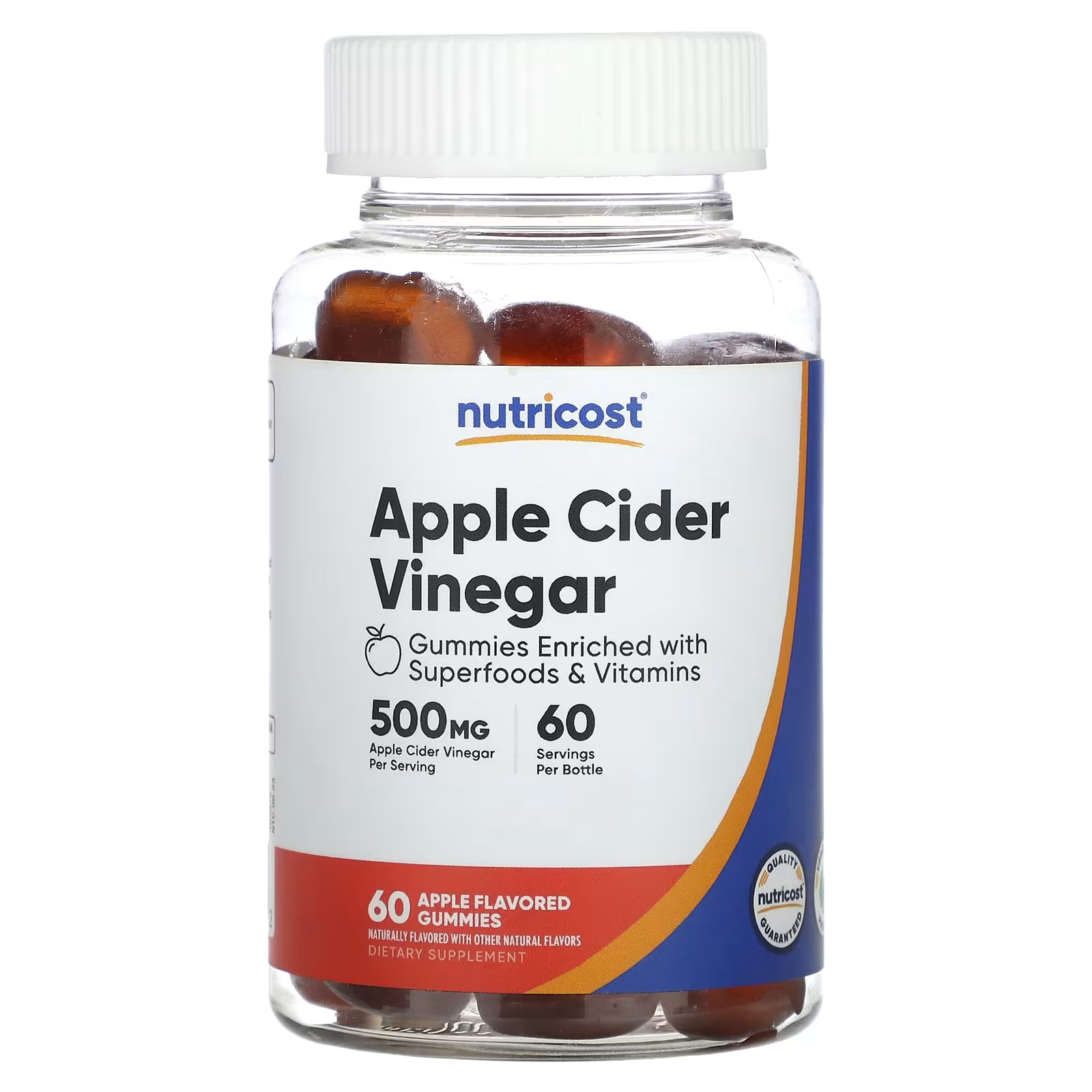 Пищевая добавка Nutricost с яблочным уксусом, 60 жевательных таблеток пищевая добавка bubs naturals с яблочным уксусом 60 жевательных конфет