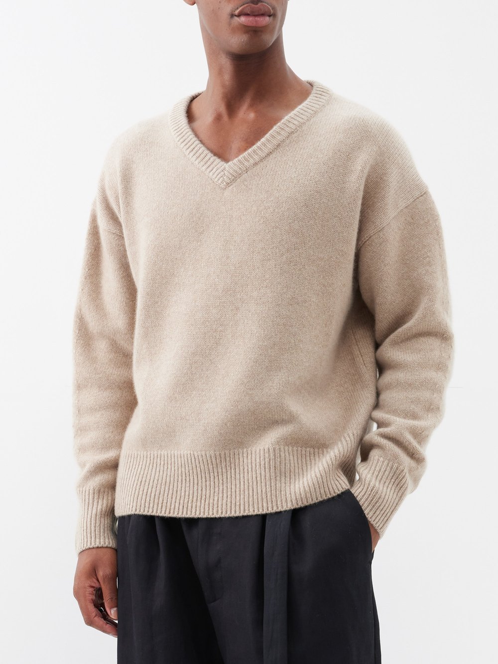 Кашемировый свитер mr battersea с v-образным вырезом Arch4, бежевый