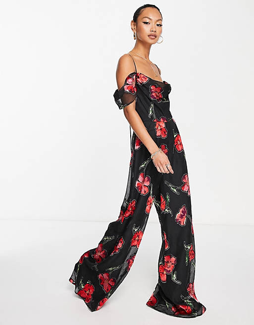 

Широкий комбинезон с воротником-хомутом ASOS DESIGN