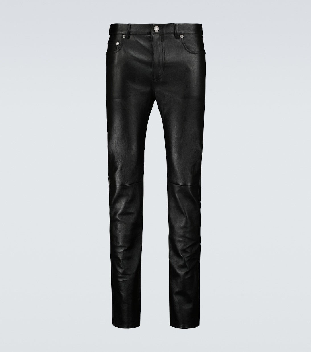 

Брюки скинни из эластичной кожи Saint Laurent, черный