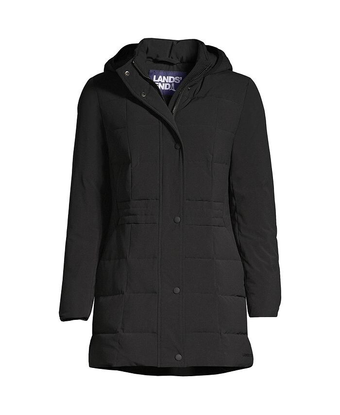 

Женское стеганое пуховое пальто стрейч Lands' End, цвет Black