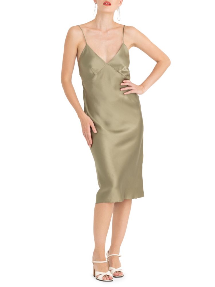 цена Шелковое платье-комбинация миди Ibiza Bond Secret Mission, цвет Sage Green