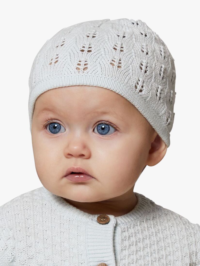 

Детская хлопковая вязаная шапка Little Tailor Pointelle, синяя