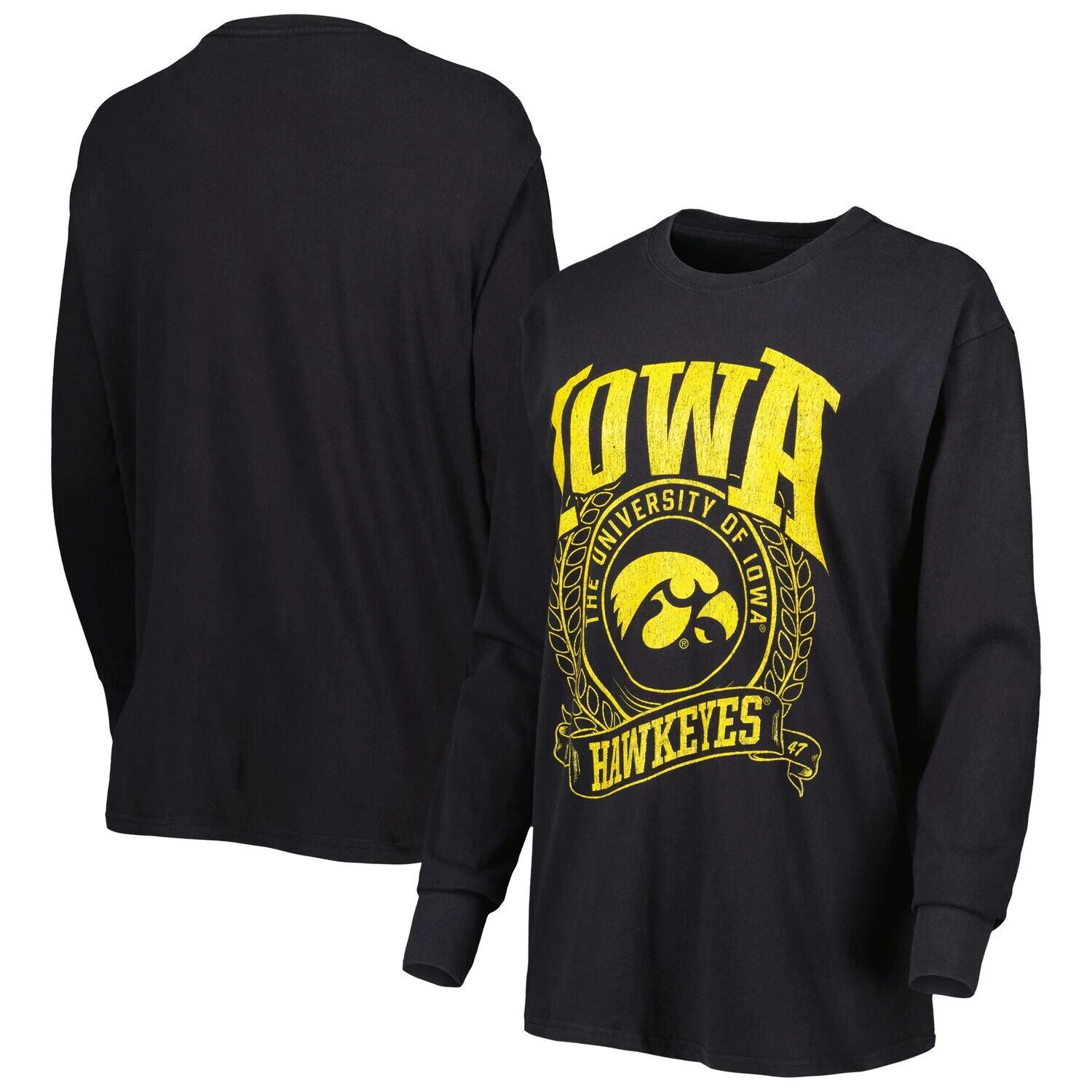 

Черная женская футболка с длинными рукавами для прессы Iowa Hawkeyes Big Country Laurels, Черный