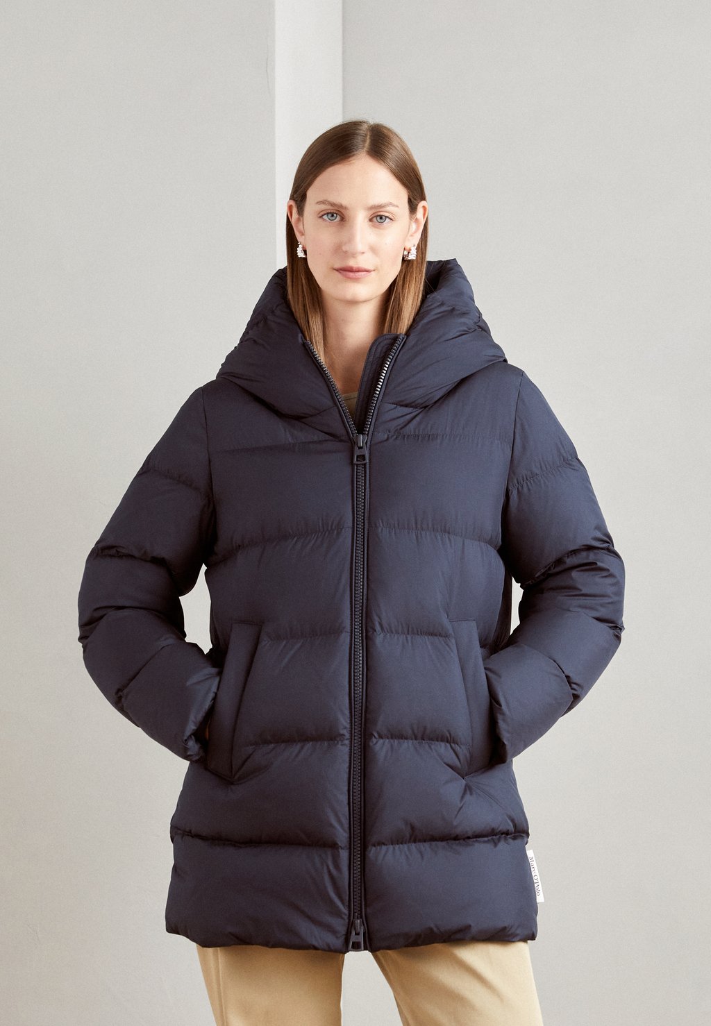 

Пуховик Jacket Middle Length Fixed Hood Welt Pockets Marc O'Polo, цвет deep blue sea