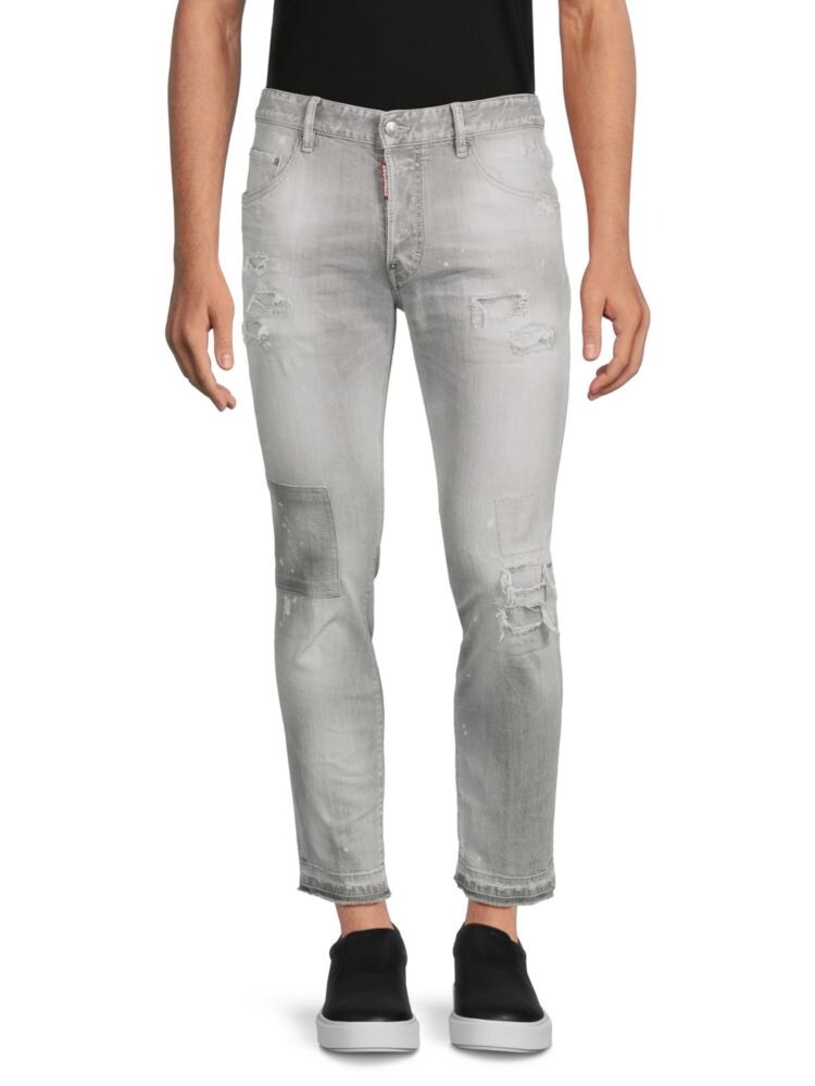 

Укороченные рваные джинсы со средней посадкой Dsquared2, цвет Denim