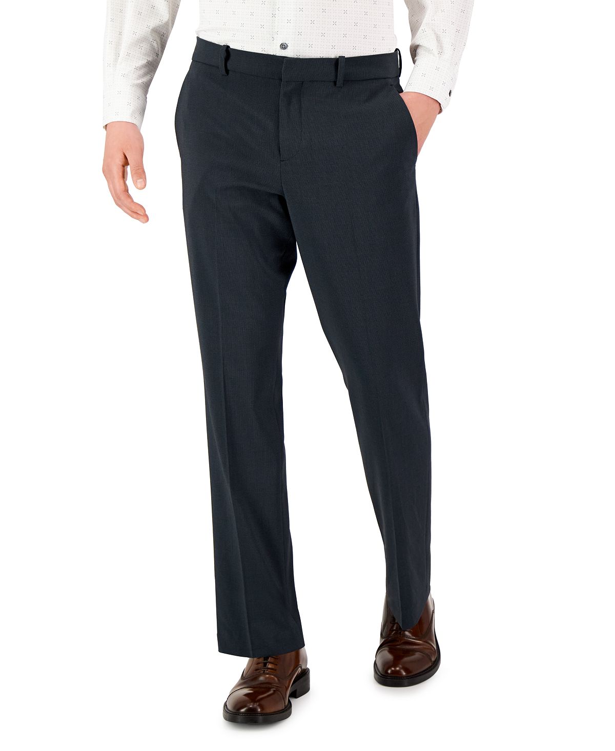 Мужские эластичные брюки современного кроя с однотонным разрешением Perry Ellis Portfolio