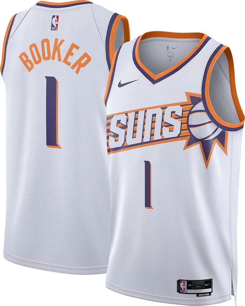 Мужская майка Nike Phoenix Suns Devin Booker #1 Dri-FIT Association Swingman 2021 new mens american basketball phoenix devin booker jersey