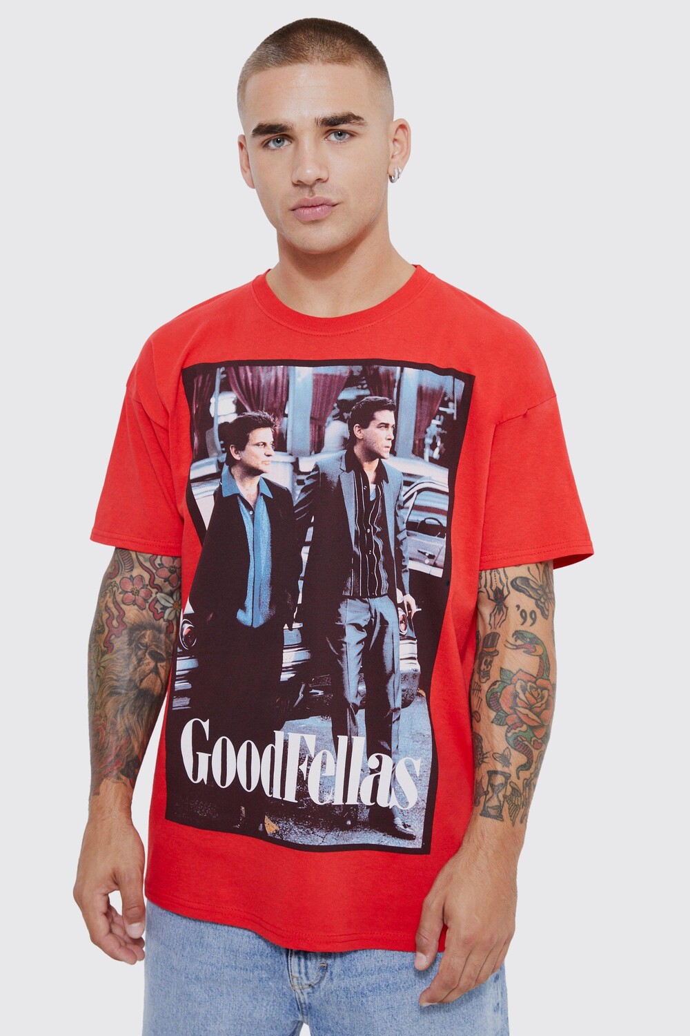 

Футболка с лицензией goodfellas оверсайз Boohoo, красный