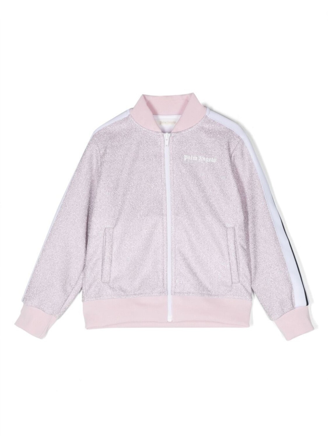 

Palm Angels Kids спортивная куртка с полосками и люрексом, розовый