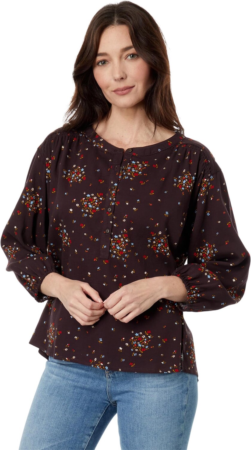 

Топ-крестьянка Manzana с длинными рукавами Toad&Co, цвет Carob Floral Print