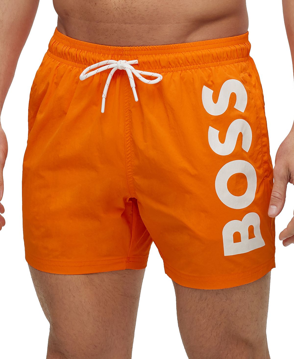 Мужские быстросохнущие шорты для плавания с крупным контрастным логотипом Hugo Boss цена и фото