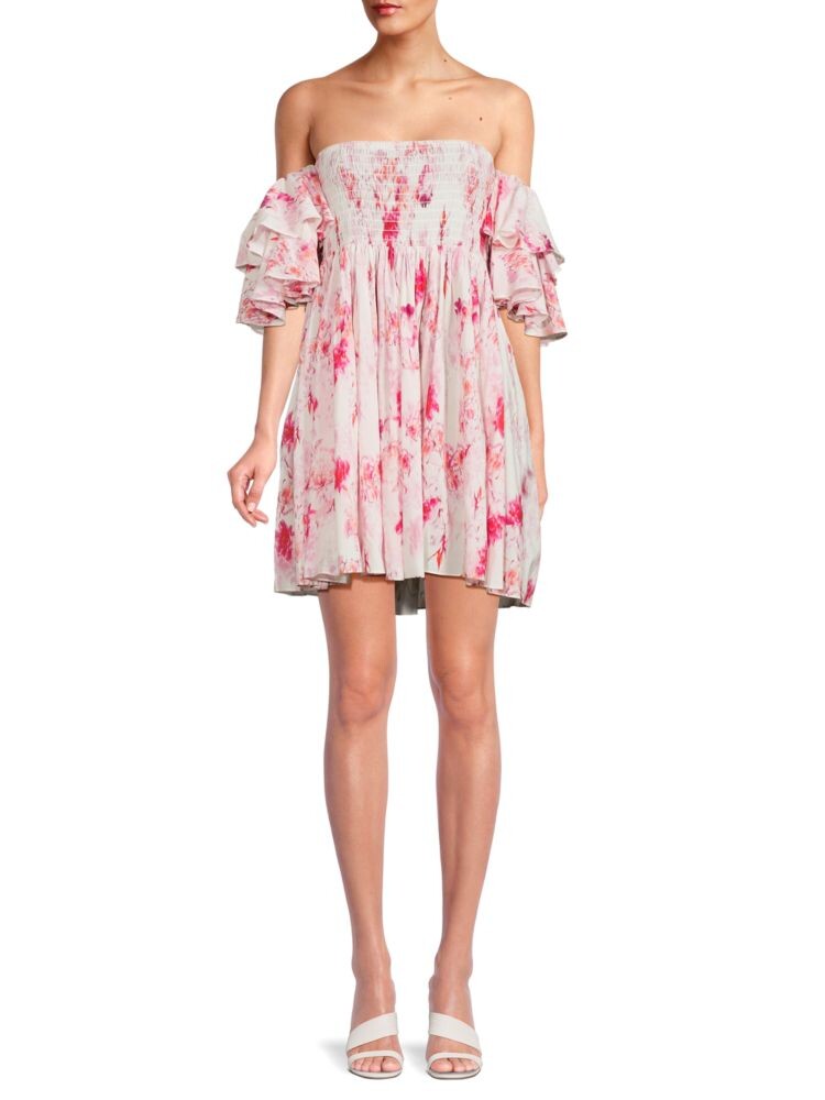 

Мини-платье Dina с открытыми плечами Misa Los Angeles, цвет White Multicolor