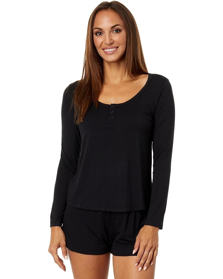 

Пижамный комплект Barefoot Dreams Malibu Collection Soft Jersey Lounge Set, черный