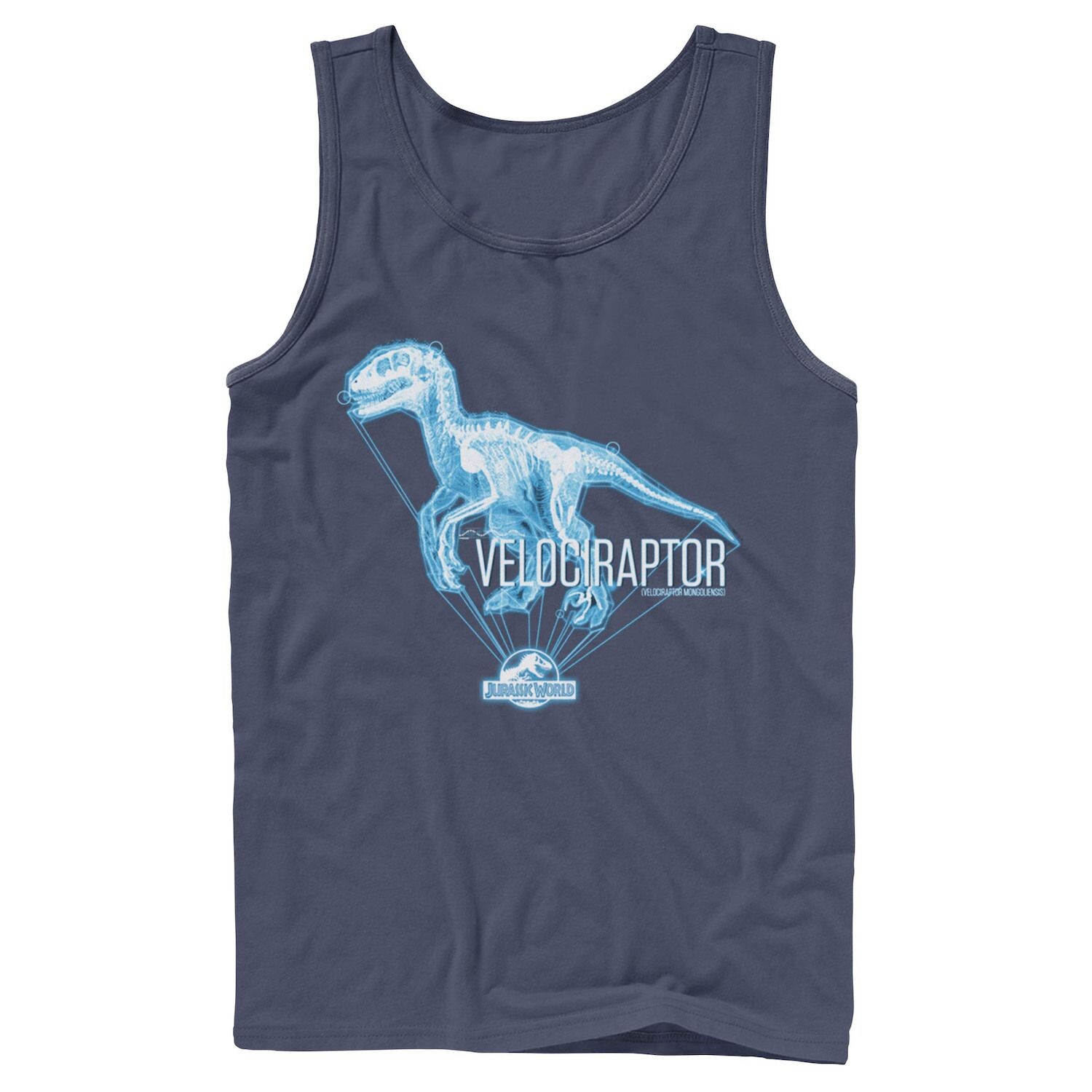 

Мужская майка с голограммой и логотипом Jurassic World Velociraptor Licensed Character