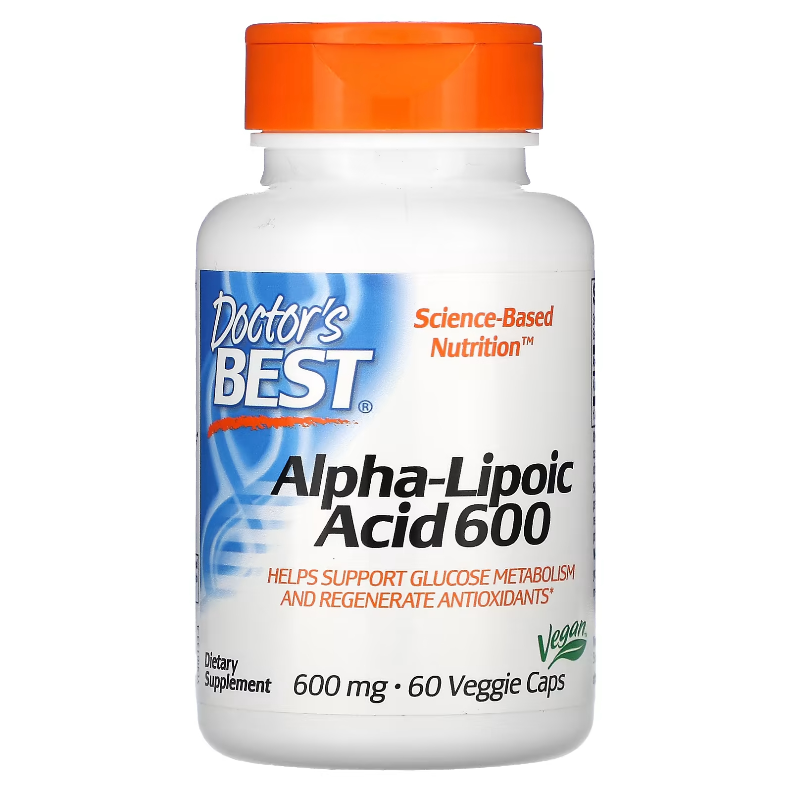 Doctor's Best Альфа-липоевая кислота 600 600 мг 60 растительных капсул bluebonnet nutrition альфа липоевая кислота 600 мг 60 растительных капсул