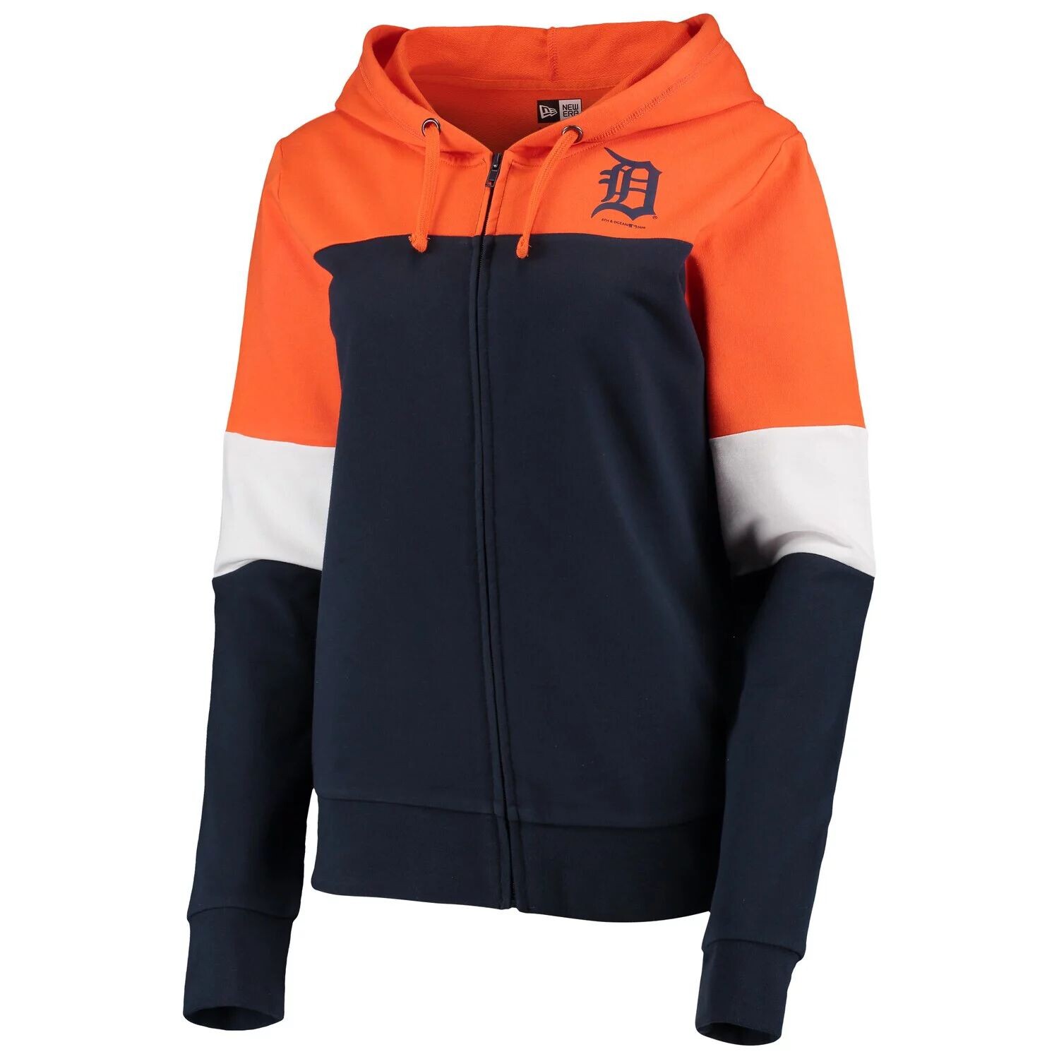 

Женская темно-синяя толстовка с молнией во всю длину из френч-терри New Era Detroit Tigers с цветными блоками New Era, Синий