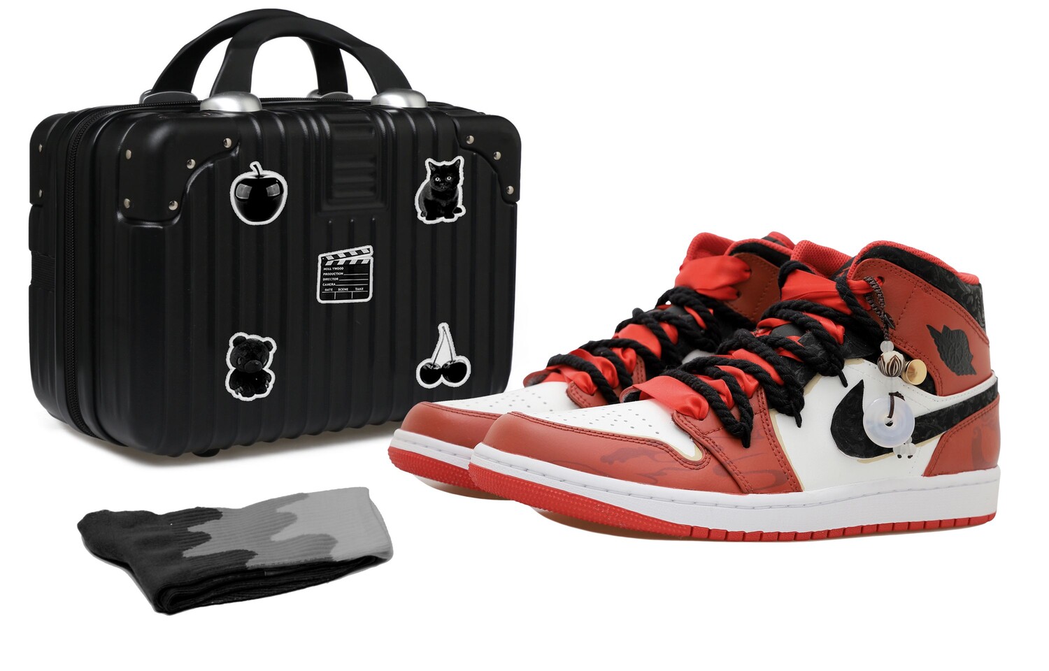 

Кроссовки Air Jordan 1 Vintage Basketball Shoes Men High-top Black/White/Red, красный