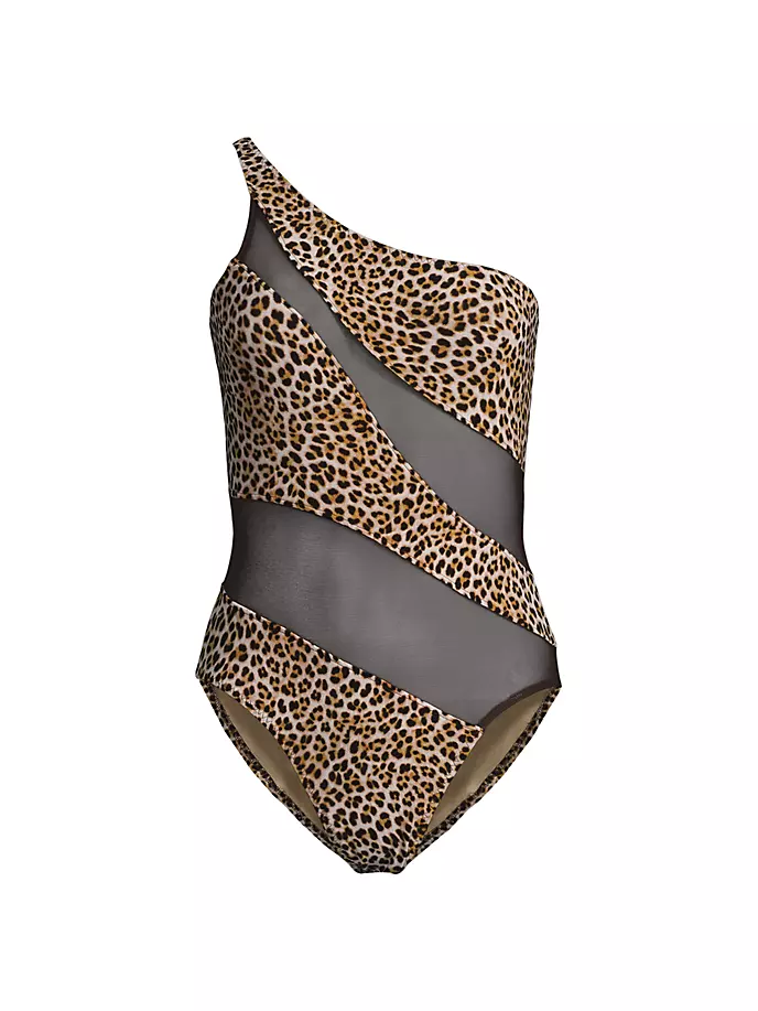 

Цельный купальник из сетки с леопардовым принтом Norma Kamali, цвет bb leopard chocolate mesh