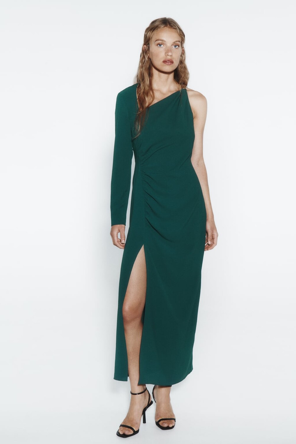 

Асимметричное платье с металлической частью ZARA, зеленый