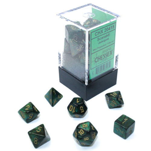 

Аксессуары Chessex Chessex Mini Dice Set: Scarab - Jade w/ Gold (7)