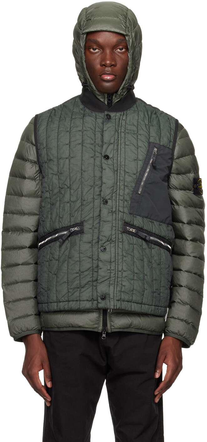 

Хаки Накладной Жилет Stone Island
