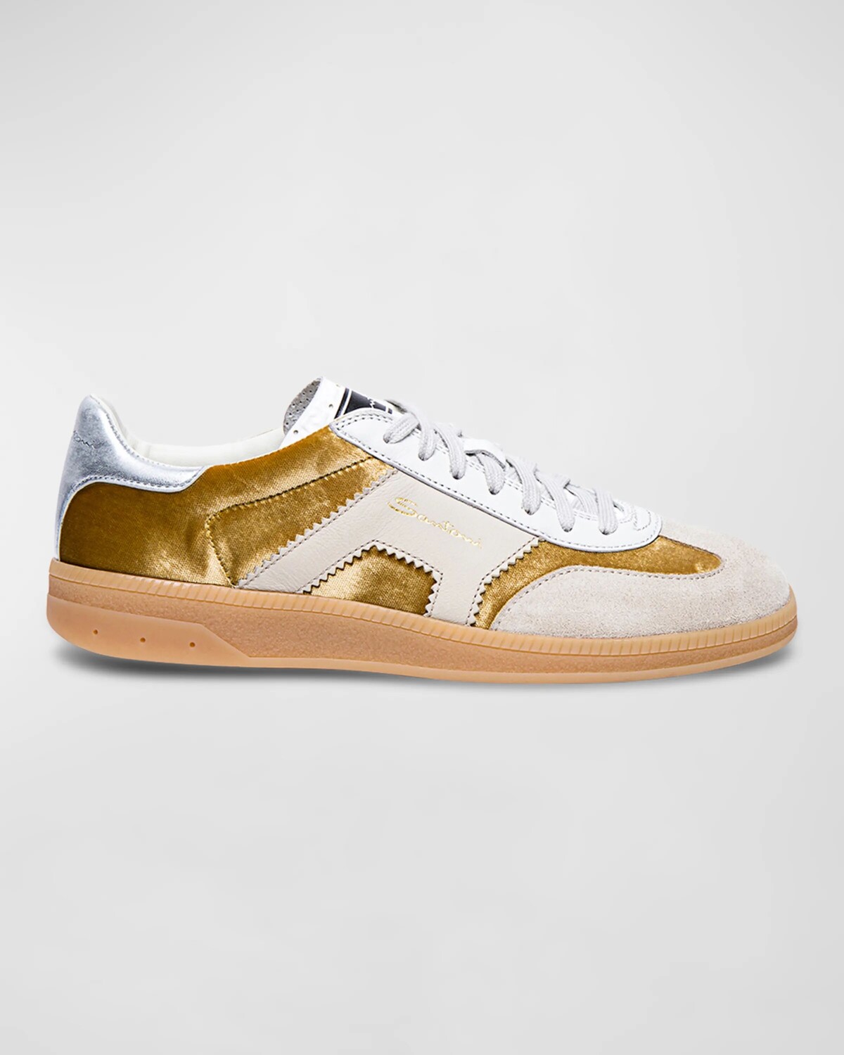 

Кожаные низкие кеды DBA цвета металлик Santoni, цвет Yellow