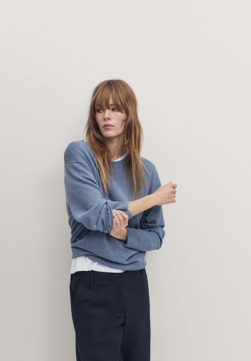 

Вязаный свитер CREW NECK Massimo Dutti, цвет light blue