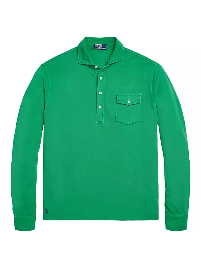 Сетчатая рубашка-поло с длинными рукавами Polo Ralph Lauren, цвет stem green
