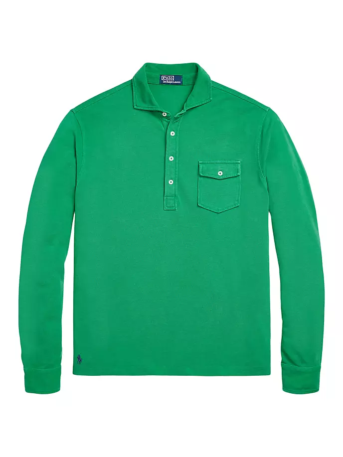 

Сетчатая рубашка-поло с длинными рукавами Polo Ralph Lauren, цвет stem green