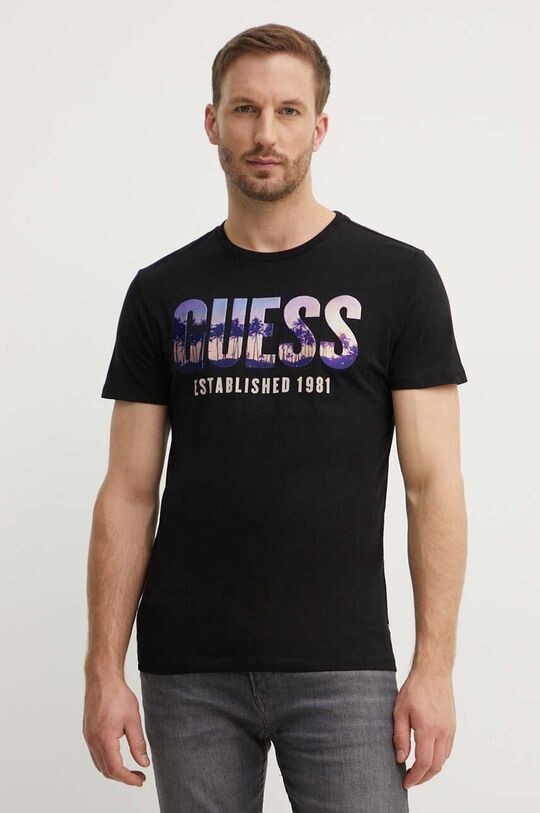 

Хлопковая футболка Guess, черный