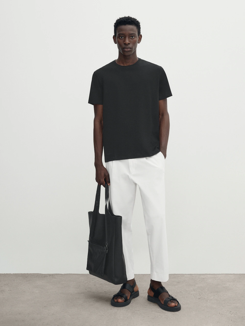 

Футболка из мерсеризового хлопка с коротким рукавом Massimo Dutti, черный