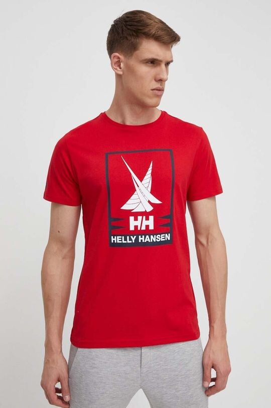 

Хлопковая футболка Helly Hansen, красный