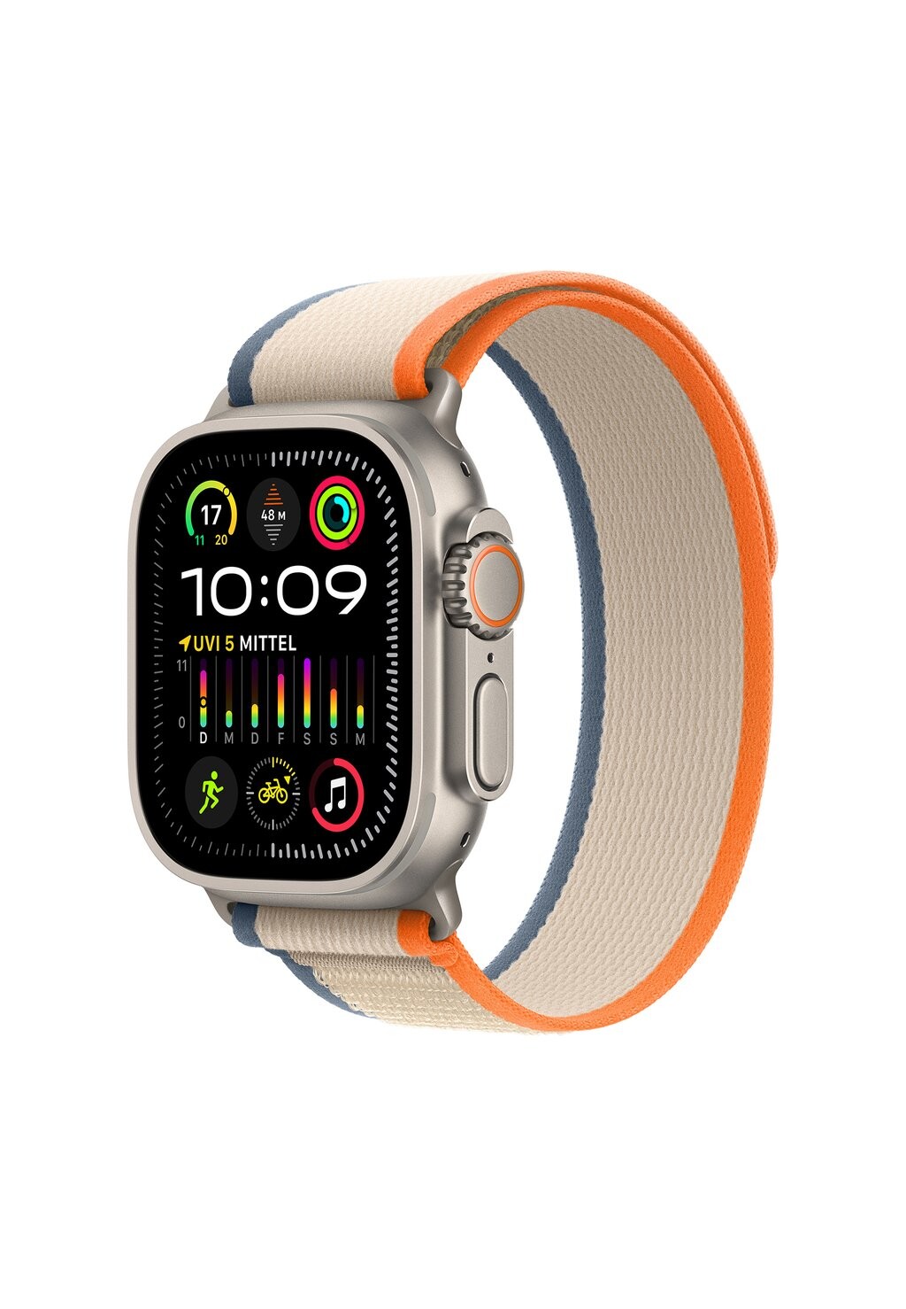 

Умные часы APPLE WATCH ULTRA 2 GPS + CELLULAR 49MM S/M, цвет titanium case/orange beige trail loop