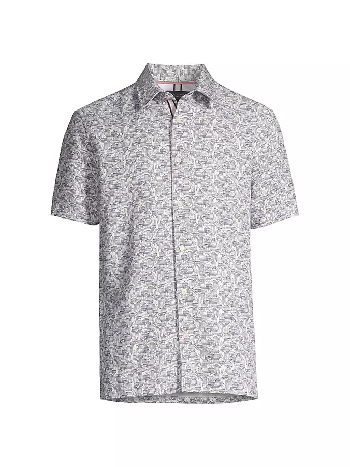 

Рубашка на пуговицах с графическим рисунком Laghy Ted Baker, синий